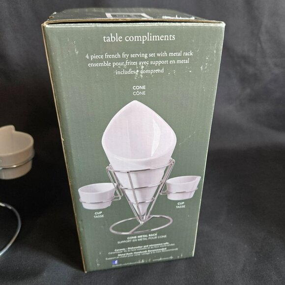 PAIR Gibson Table Compliments 4-Piece French Fry Appetizer Serving Set Ceramic - Picture 3 of 10